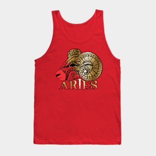 Aries ram astrology zodiac birth sign sun sign faux gold Tank Top